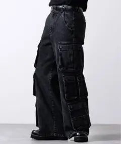 【新品】CLEL 3Dメニーポケット デニムカーゴパンツ Sサイズ
