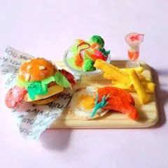 ベーコンバーガーセット　ミニチュアパン ミニチュアフード