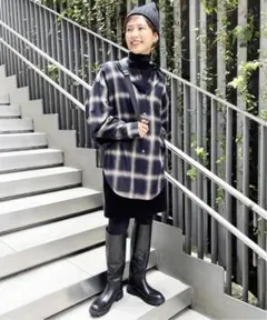 スピックアンドスパン★オンブレーチェックルーズシャツ