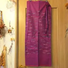 タイ　赤紫色 ストライプ　 ラップスカート　パレオ　フリーサイズ