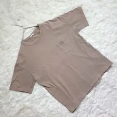 ジーユー　GU　Tシャツ　半袖　M　ポケット　ブラウン