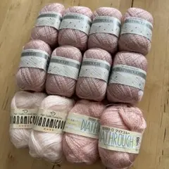 サマーヤーン　ピンク　まとめ売り　ダイヤスルー　ダイヤラミクール　12玉