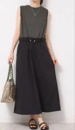 ドッキングワンピース チャコールグレー×ブラック