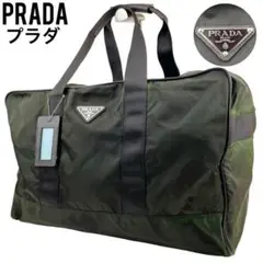良品 PRADA プラダ ボストンバッグ 大容量 トラベル 旅行 手提げ カーキ