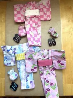 リカちゃん　タカラ　浴衣　下駄巾着浴衣３点セット×3