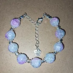 ハンドメイド　ブレスレット　水色　紫　グラデーション