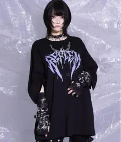 REFLEM/レフレム チェーン付き発泡プリントTシャツ パープル