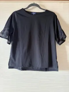 PART2 by JUNKO SHIMADA黒 M レース付きフレア袖 Tシャツ