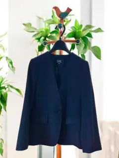 【新品：未使用】クードシャンス　ネイビーノーカラージャケット 36/S