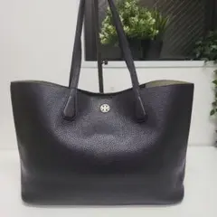 美品✨️Tory Burch ブラック トートバッグ レザー 大容量 黒 ロゴ