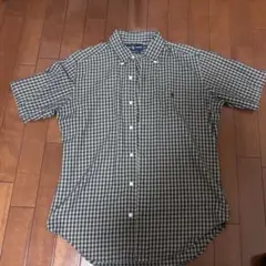 Ralph lauren ラルフローレン　半袖シャッブラック系チェック柄　刺繍
