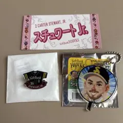 スチュワートJr.うちわ型アクリルキーチェーン　ステッカー　ピンバッチ　ホークス