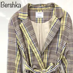 【Bershka】イエローチェックビッグジャケット　テーラードジャケット　M
