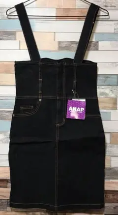 ANAP ブラック オーバーオールスカート ミニ丈