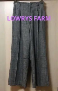 ローリーズ ファーム 　ワイドパンツ　千鳥格子　グレー　背面ゴム入り