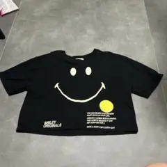 SMILEY ORIGINALS クロップドTシャツ ブラック