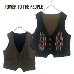POWER TO THE PEOPLE リバーシブルベスト　綿100 極美品