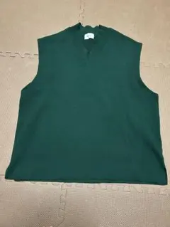 【EMMA CLOTHES 】ダークグリーン Vネック ベスト　メンズL