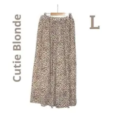 【美品】Cutie Blonde　ロングスカート　アニマルドット柄　プリーツ　L