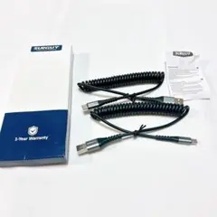コイル型 USB A to USB C ケーブル 0.4m-1m *2本