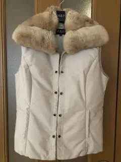FOXEY フォクシー チンチラファー付き ダウンベスト ライトベージュ