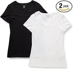 [Amazon Essentials] Tシャツ Vネック　2枚組　緑/灰