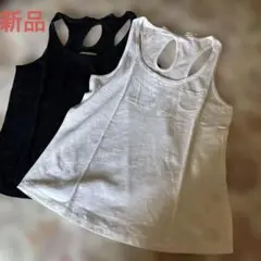 Abercrombie & Fitch タンクトップ 紺 白 リボン2色 S