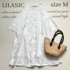 ◆美品◆リラシク◆綿100%シャツワンピース◆チュニック◆ポケット付き◆白◆M
