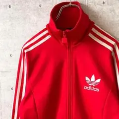 adidas アディダス ジャージ 上 トラックジャケット 古着 レッド