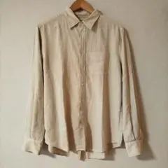 日本製 LINEN リネンシャツ ベージュ Lサイズ made in japan