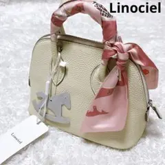 Linociel ミニ　ハンドバッグ ショルダーバッグ　2wa白　スカーフ