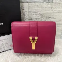 SAINT LAURENT サンローラン Yライン 三つ折り財布 ピンク