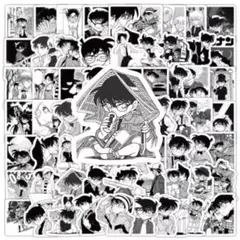 【新品】名探偵コナン ステッカー 50枚入 漫画風 白黒 大量