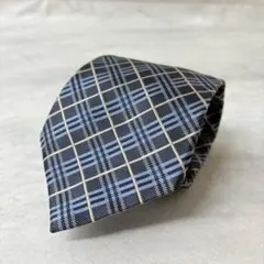 美品 BURBERRY LONDON メンズ ネクタイ チェック ブルー系