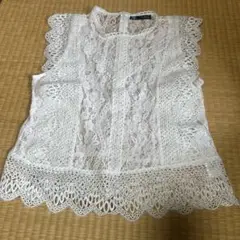 ZARA ホワイト レース ノースリーブ M