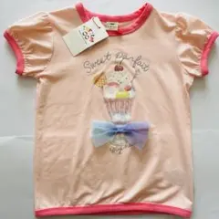 キッズ 半袖Tシャツ 女の子 ピンク チュールリボン 120cm 匿名配送