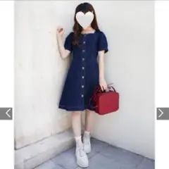 【今月末まで】Fi.n.tフィント パフスリーブデニムワンピース
