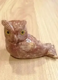 フクロウ　置物　縁起物　梟　石製