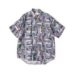 7SM4 日本製　総柄　半袖シャツ　個性的　ヴィンテージ　古着used