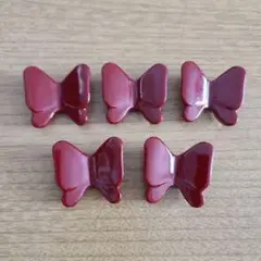 ワインレッド蝶々型ヘアクリップ5個セット