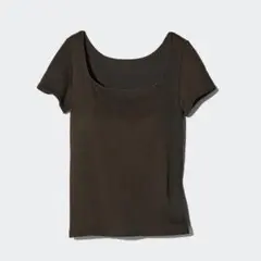 リブスクエアネックブラ スリムフィット ユニクロ UNIQLO 黒 ブラック