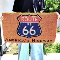 玄関マット ルート66 敷物 コイヤー 大きい ブラウン ROUTE66 ポップ