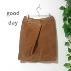 good day タイトスカート 【L】 ブラウン ひざ丈 コーデュロイ タグ付