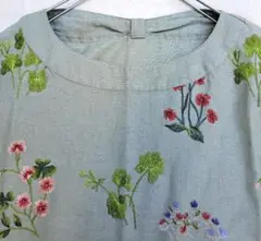 美品　JUNKO SHIMADA 綿麻ワンピース　花柄　刺繍 大きいサイズ13