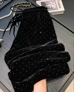 スウェットパンツ ブラック ラメ ドット