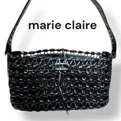 marie claire 黒レザーメッシュワンショルダーバック取り外しポーチ付属