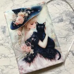 ブックカバー　文庫本　女の子と黒猫
