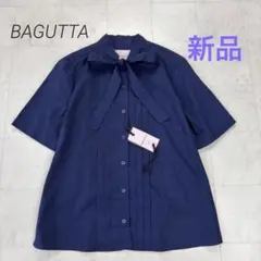 BAGUTTA★新品★半袖ボウタイブラウス ネイビー