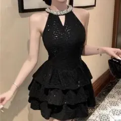 ホルターネックティアードワンピース