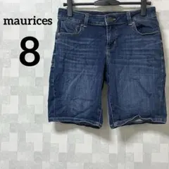 美品✨️maurices 【8】ダークブルー ショートデニムパンツ ハーフ 古着